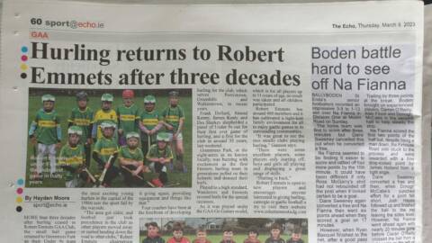 Our Young Hurlers Make the Papers!
