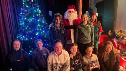 Under 16 Girls Team with Santa