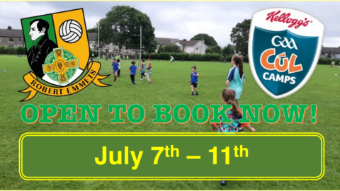 Robert Emmets Cúl Camp – OPEN TO BOOK!